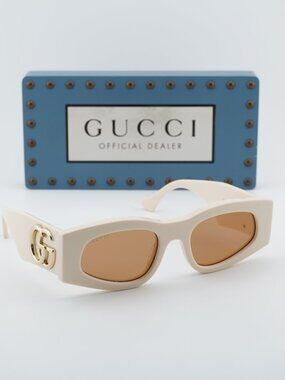 Gucci GG1754S 003 Women Rectangle Sunglasses - Beige / Brown
